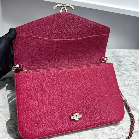 CHANEL Hot Pink/Gradient Straps Caviar Thread Around Flap Bag - Picture 8 of 14